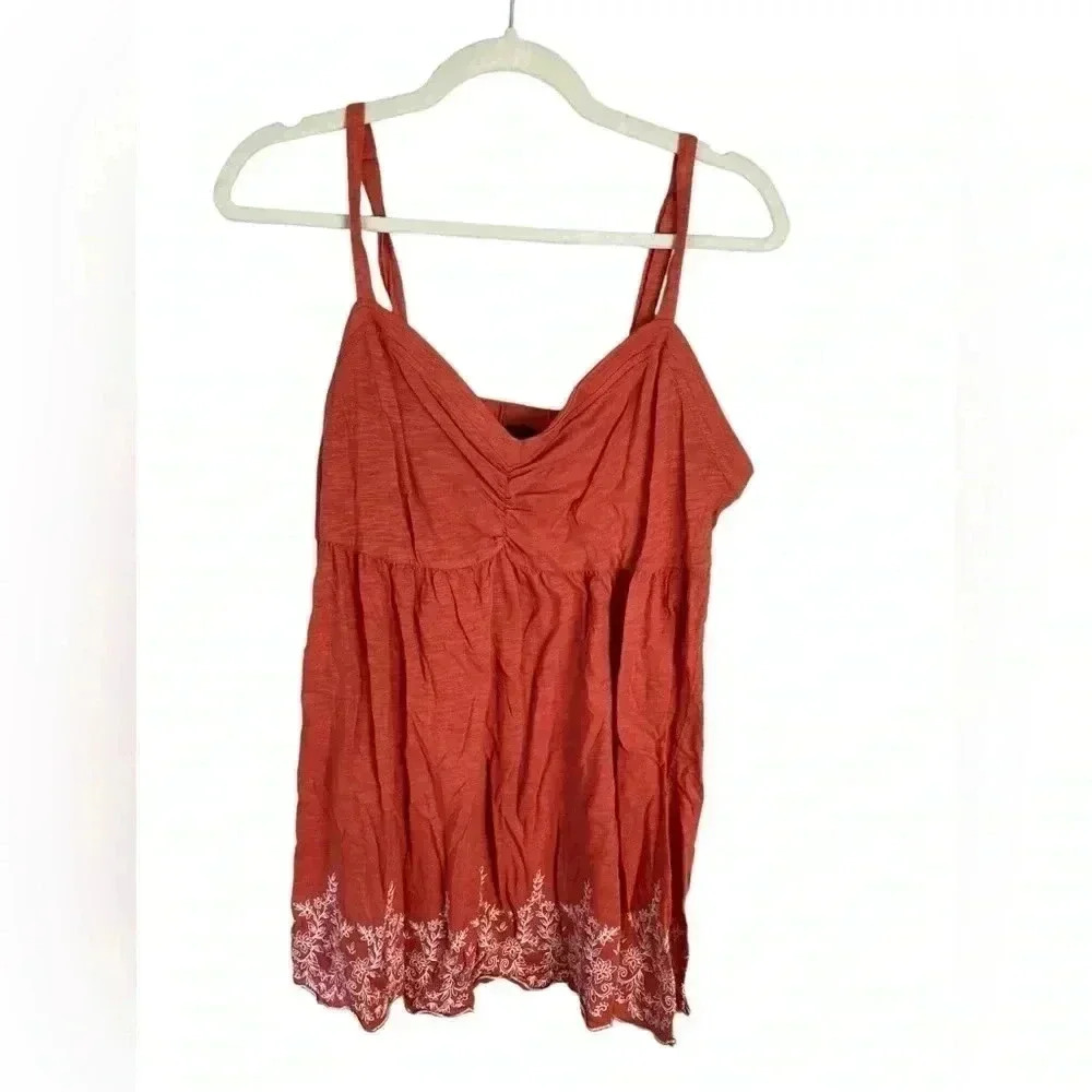 Torrid embroidered floral coral‎ tank top woman size 1